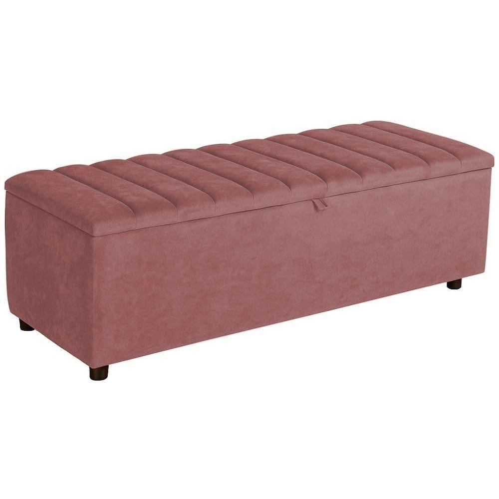 Baú Recamier Paris Veludo Rosa 160 Cm