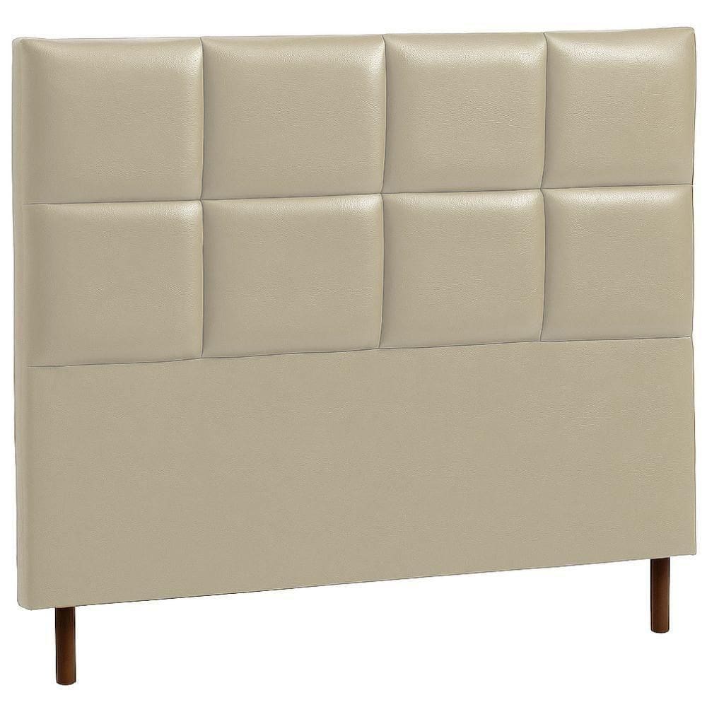 Cabeceira Estofada Casal Espanha Couro Pérola 140 Cm