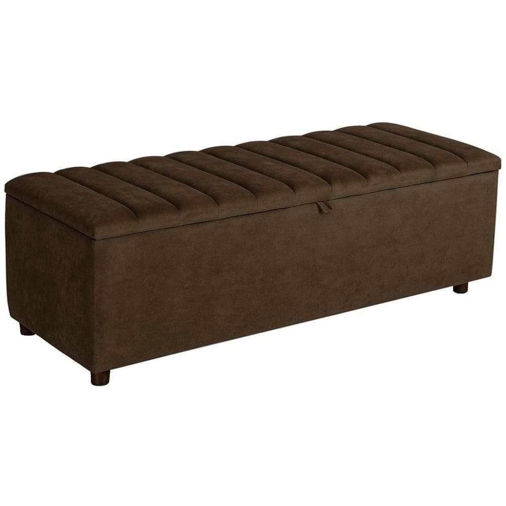 Baú Recamier Paris Veludo Marrom 160 Cm