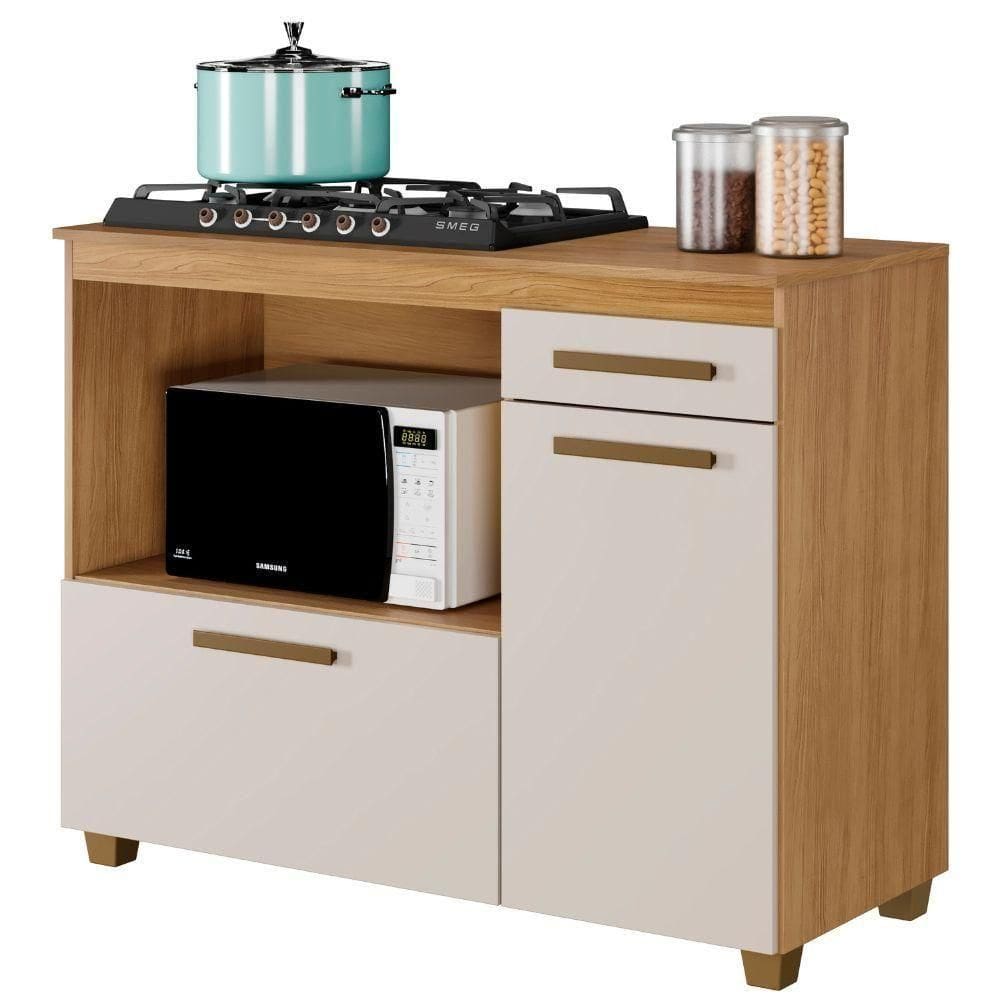 Balcão Para Cooktop 4 Bocas Cronus Cinamomo Off White Arte Móveis