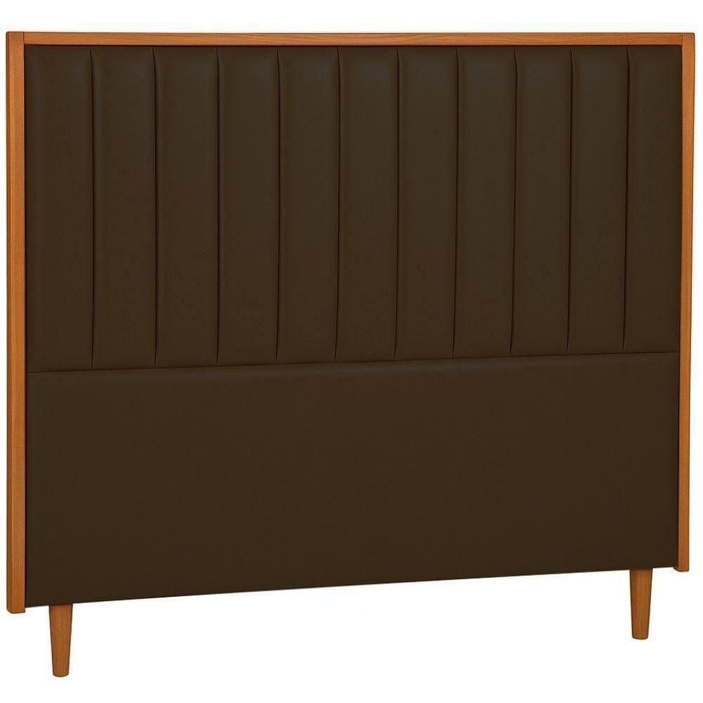 Cabeceira Estofada Casal Imperial Couro Marrom 140 Cm