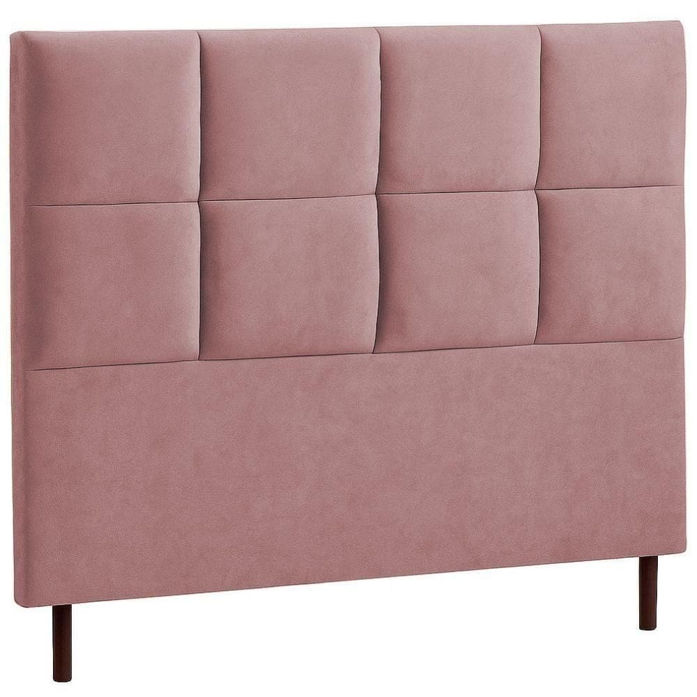 Cabeceira Estofada Queen Espanha Veludo Rosa 160 Cm