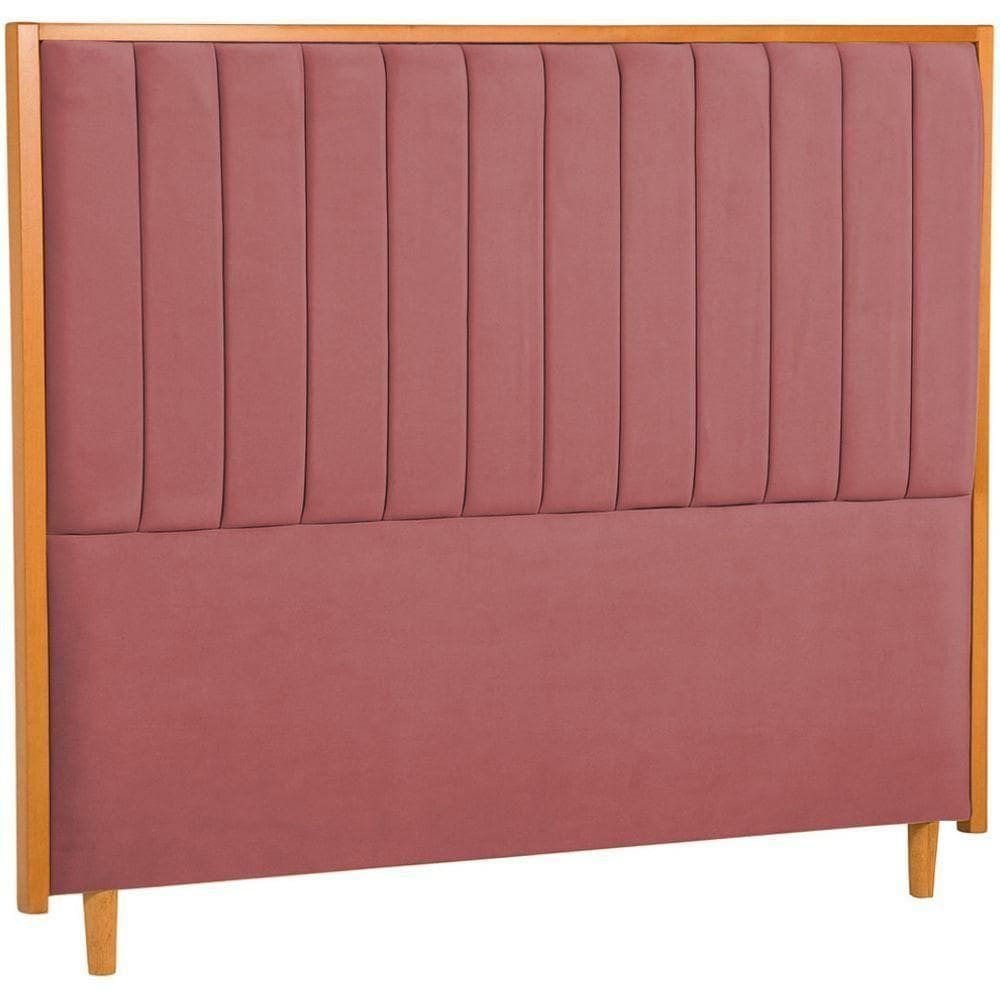 Cabeceira Estofada Queen Imperial Veludo Rosa 160 Cm