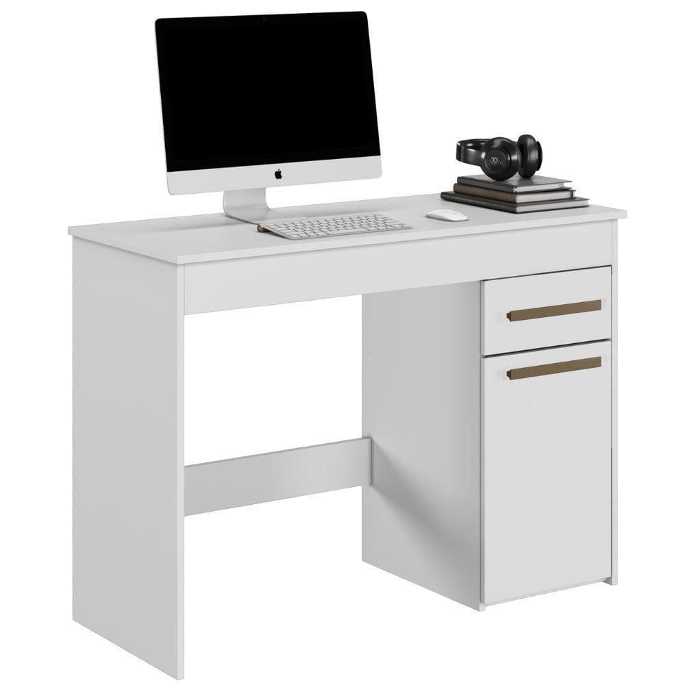 Escrivaninha Atenas 1 Porta 1 Gaveta Branco Arte Móveis