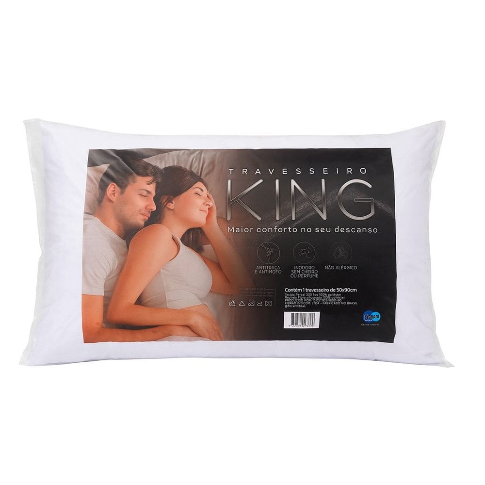 Travesseiro King Sintético 50x90cm Extra Largo Primavera Fibram Branco