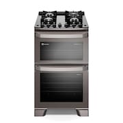 Fogão de Piso Electrolux de 04 Bocas Experience com Duplo Forno e Mesa de Vidro Cinza - FE4DG