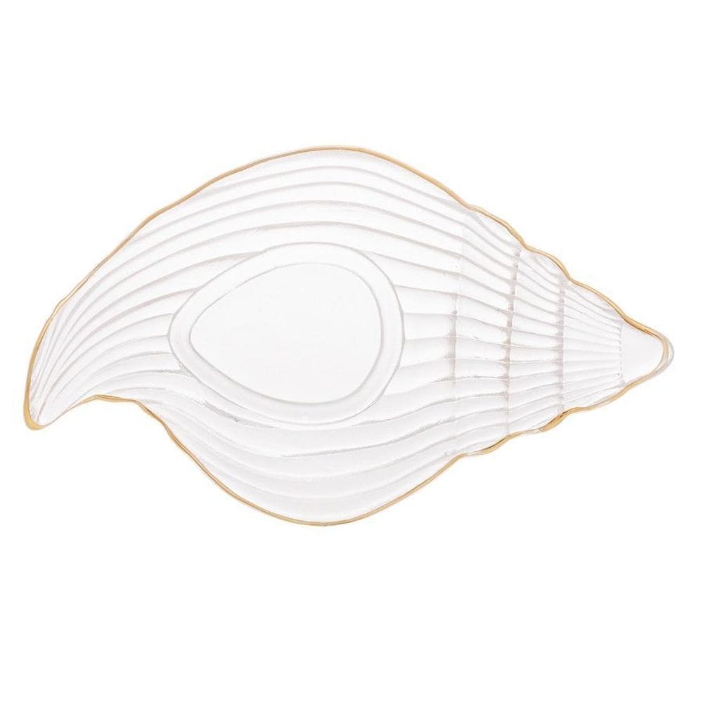 Bowl Vidro Concha Caracol Filete Dourado 20X12 Mesa Posta 61