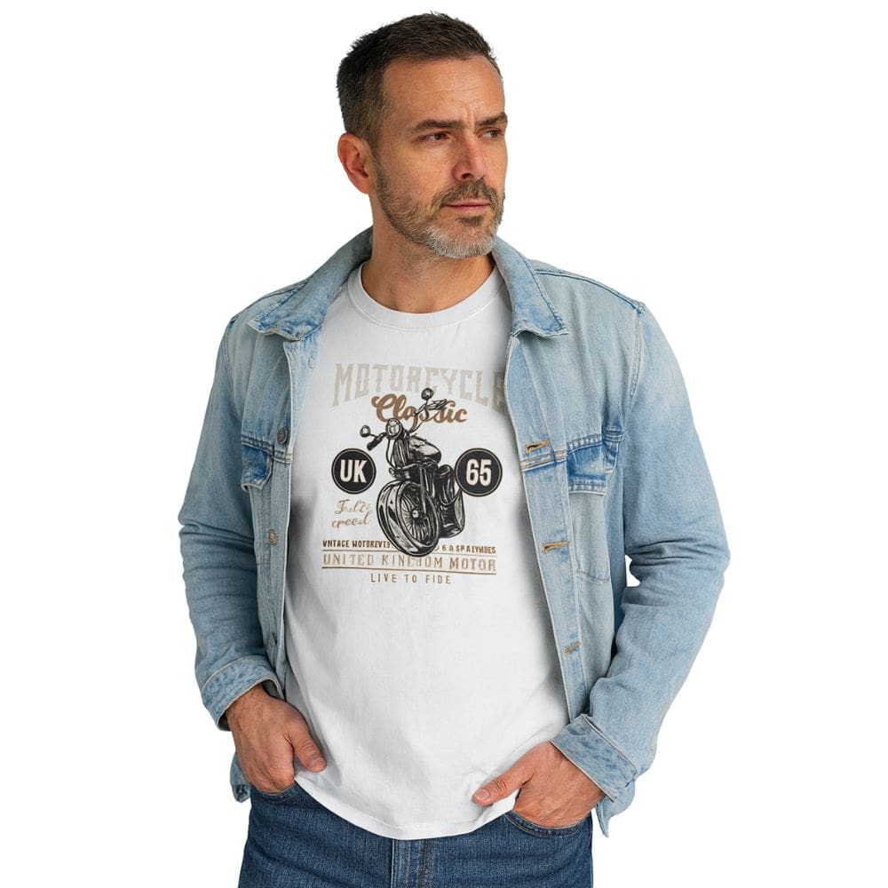Camisa Masculina Branca Algodão Slim Fit Premium Motorcycle