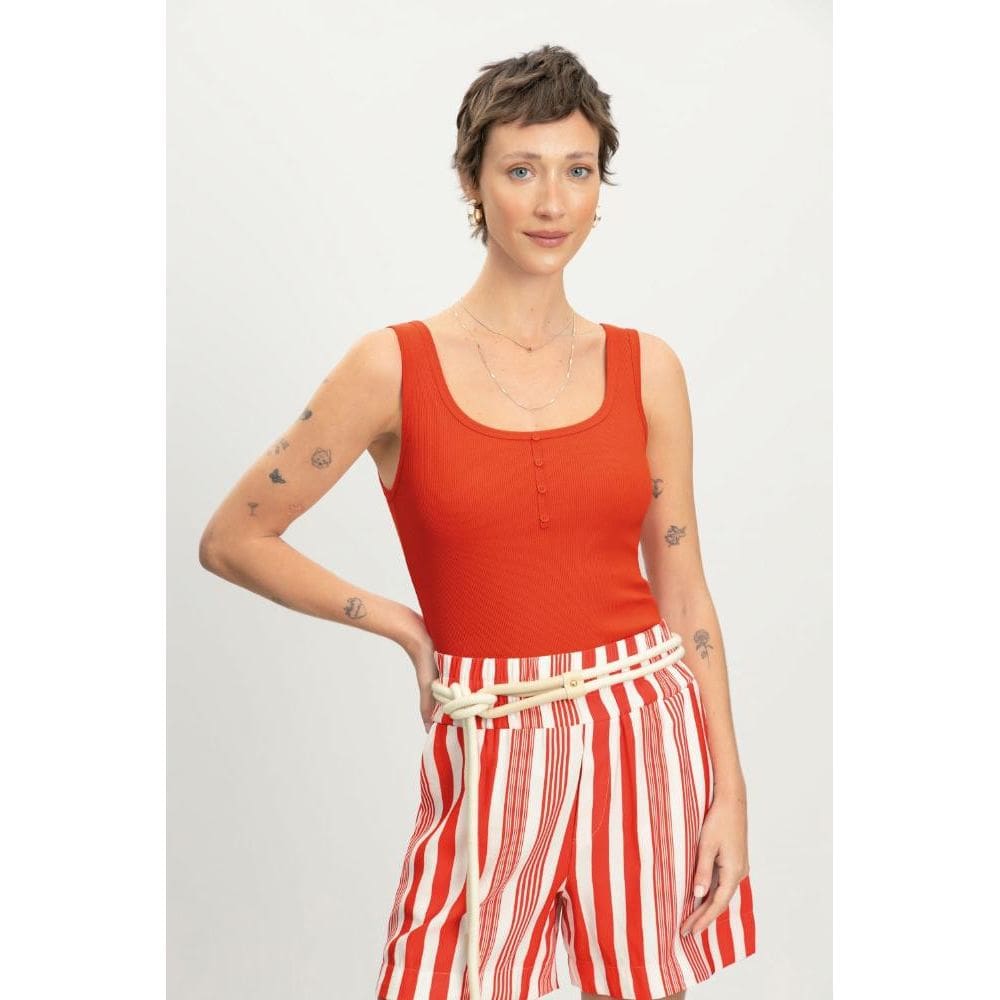 Blusa feminina em ribana Essendi -Vermelho