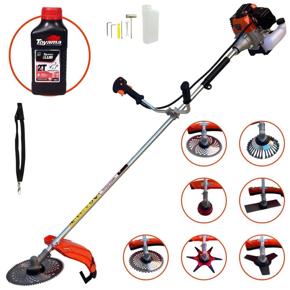 Máquina de Corta Grama Lateral Import Way IWRGM2T5X163 À Gasolina 2T 63cc 3HP 7500rpm Completa Com Carretel de Nylon + 7 Opções de Corte + Óleo Toyama