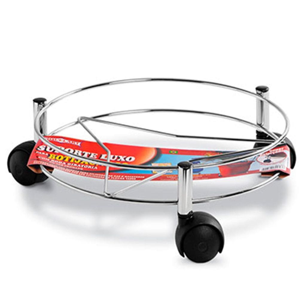 Suporte de Botijão em Aço Cromado com Rodízios