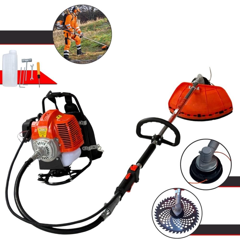 Roçadeira Costal Profissional GRC430 Terra À Gasolina 43cc 2T 1,7HP Alta Rotação Podador de Grama Completo Com Carretel Nylon + Faca 40 Dentes Vídea