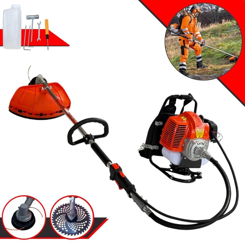 Roçadeira Costal À Gasolina Terra GRC430 43cc 1,7HP de Potência Alta Rotação Cortador de Grama Completa Com Carretel + Faca 40 Dentes de Vídea