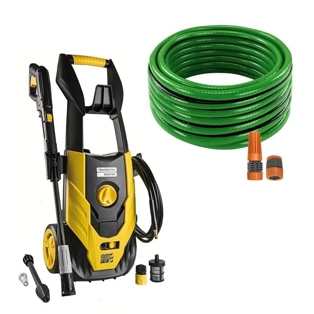 Lavadora Lava Jato Alta Pressão 1800w 220V + Mangueira Verde Pvc 15m Com Acessórios - Tramontina 220V
