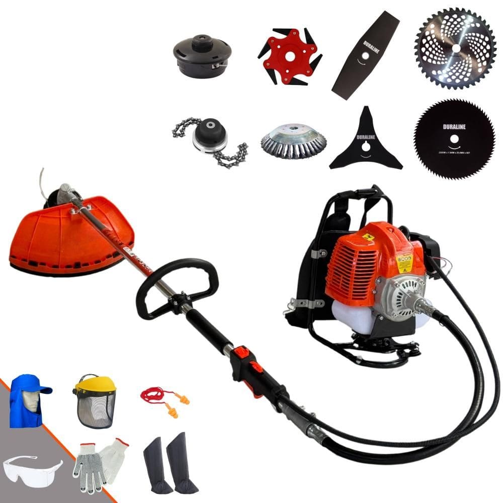 Máquina de Cortar Grama Costal À Gasolina Terra GRC430 43cc 2T 1,7HP de Potência Roçadeira Profissional Completa Com 8 Opções de Cortes + EPI