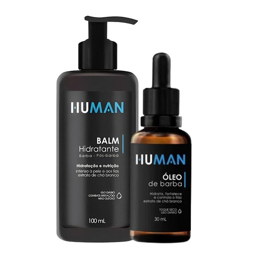 Kit Creme Balm Barba Hidratante Facial E óleo Hidratante Fortalecedor Amacia Human 30ml