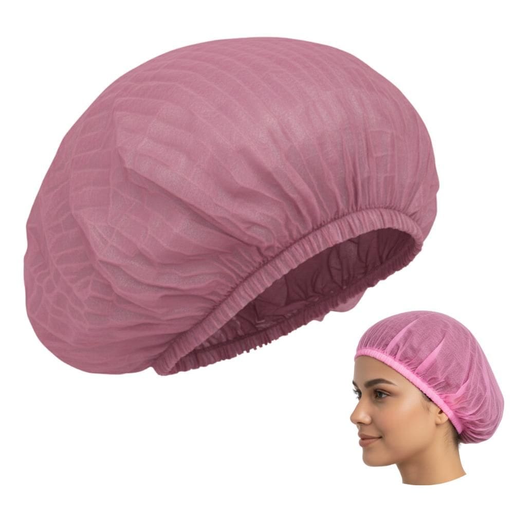 Touca Sanfonada Descartável Profissional TNT Com Elástico Preta Rosa Medix - Pct 100un