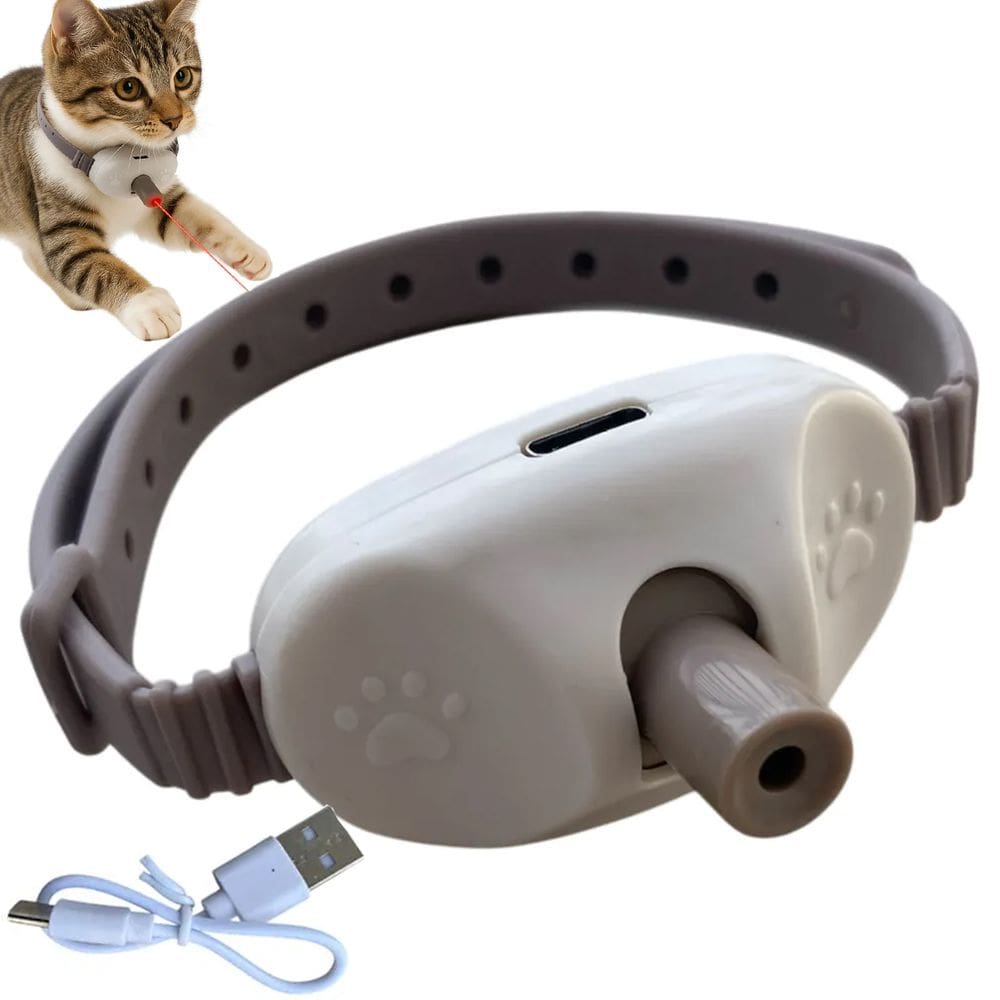 Coleira Laser interativo Gatos Pet Brinquedo Divertido Caça Diversao Usb Recarregavel