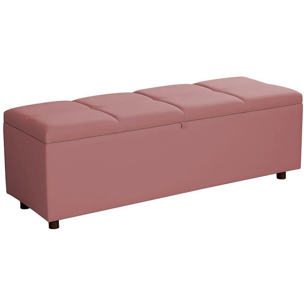 Baú Recamier Espanha Veludo Rosa 140 Cm