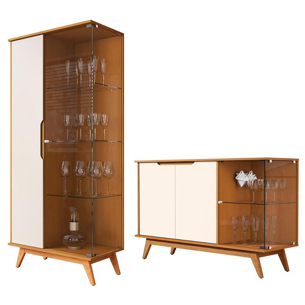 Conjunto Cristaleira e Aparador Buffet Tucumã com 3 Portas