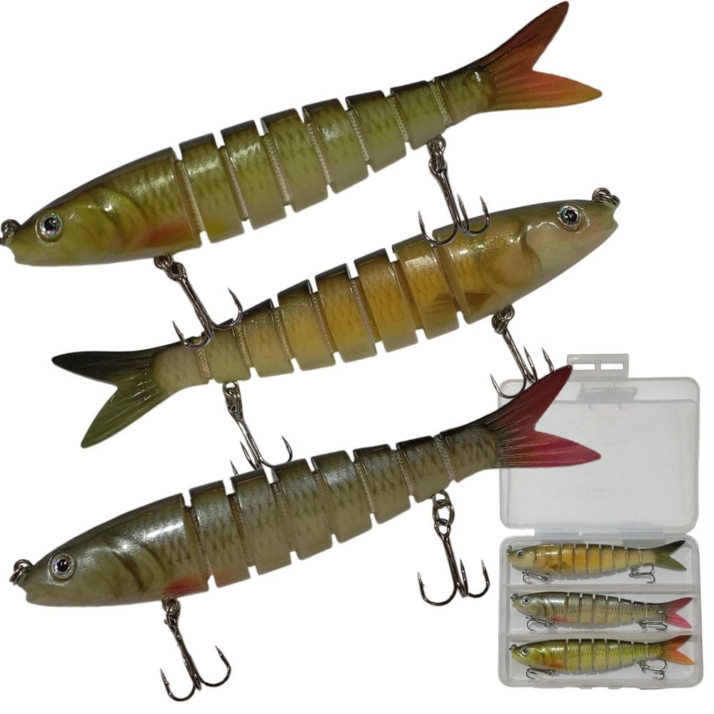 Isca Artificial Pesca 3 Peixes Articulado Realista Pescaria Pescar Lambari Robalo Traira Tucunare Tainha Mar Açude