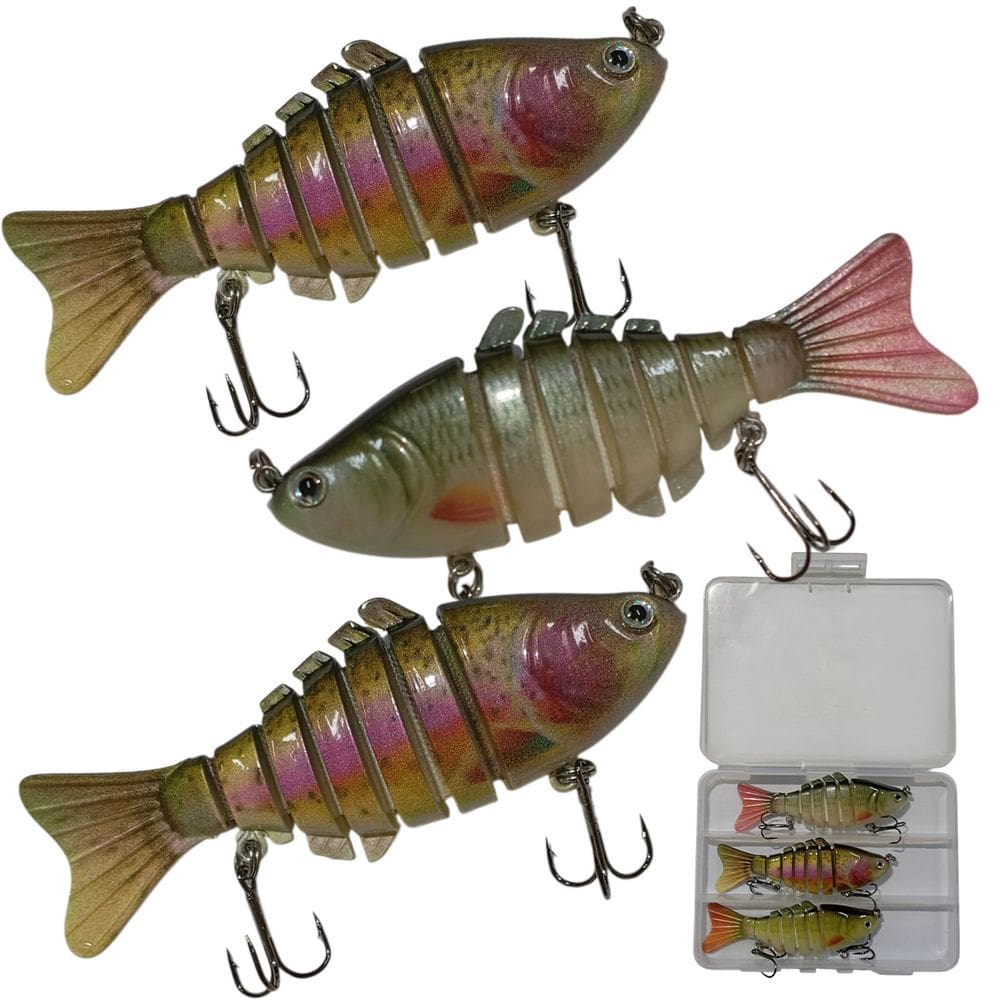 Isca Artificial 3 Peixes Articulado Pesca Pescaria Alto Realismo Camping Fishing Lambari Robalo Traia Tainha Mar Rio