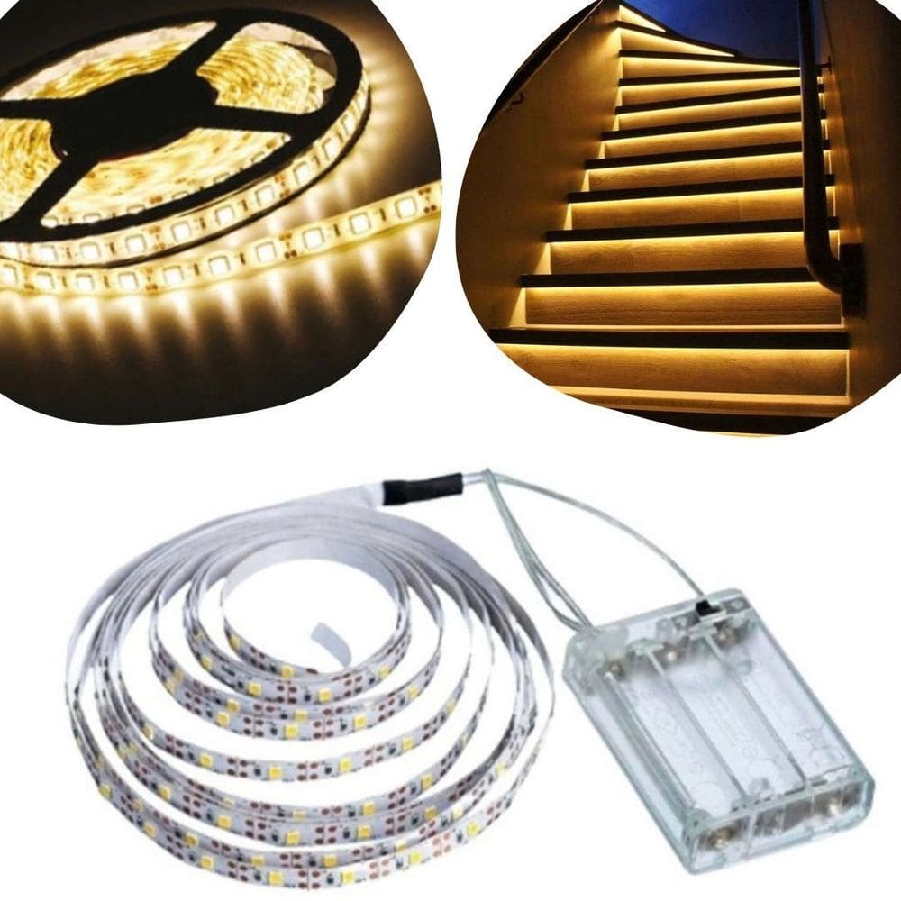 Kit 20 Fios Fita LED Luz Amarela 120 Lâmpadas LED 2m À Pilha