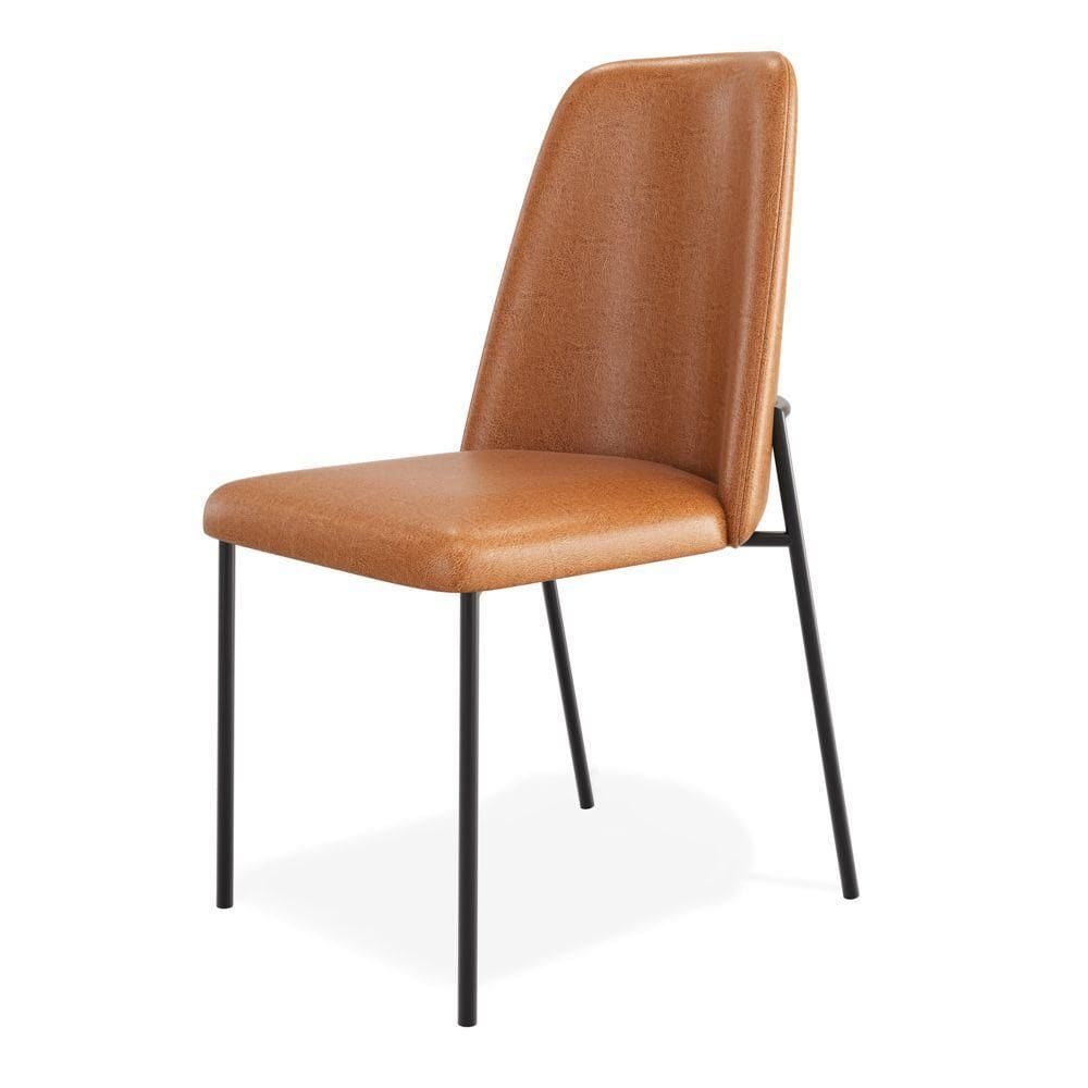 Cadeira Sala De Jantar Lior Com Encosto Estofado Base Preta Couríssimo Whisky - Desk Design