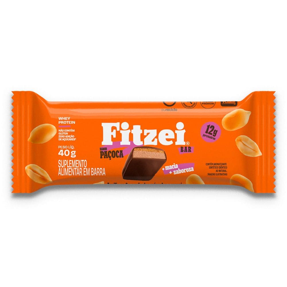 Barra Fitzei Bar 12g de Proteína Paçoca 40g