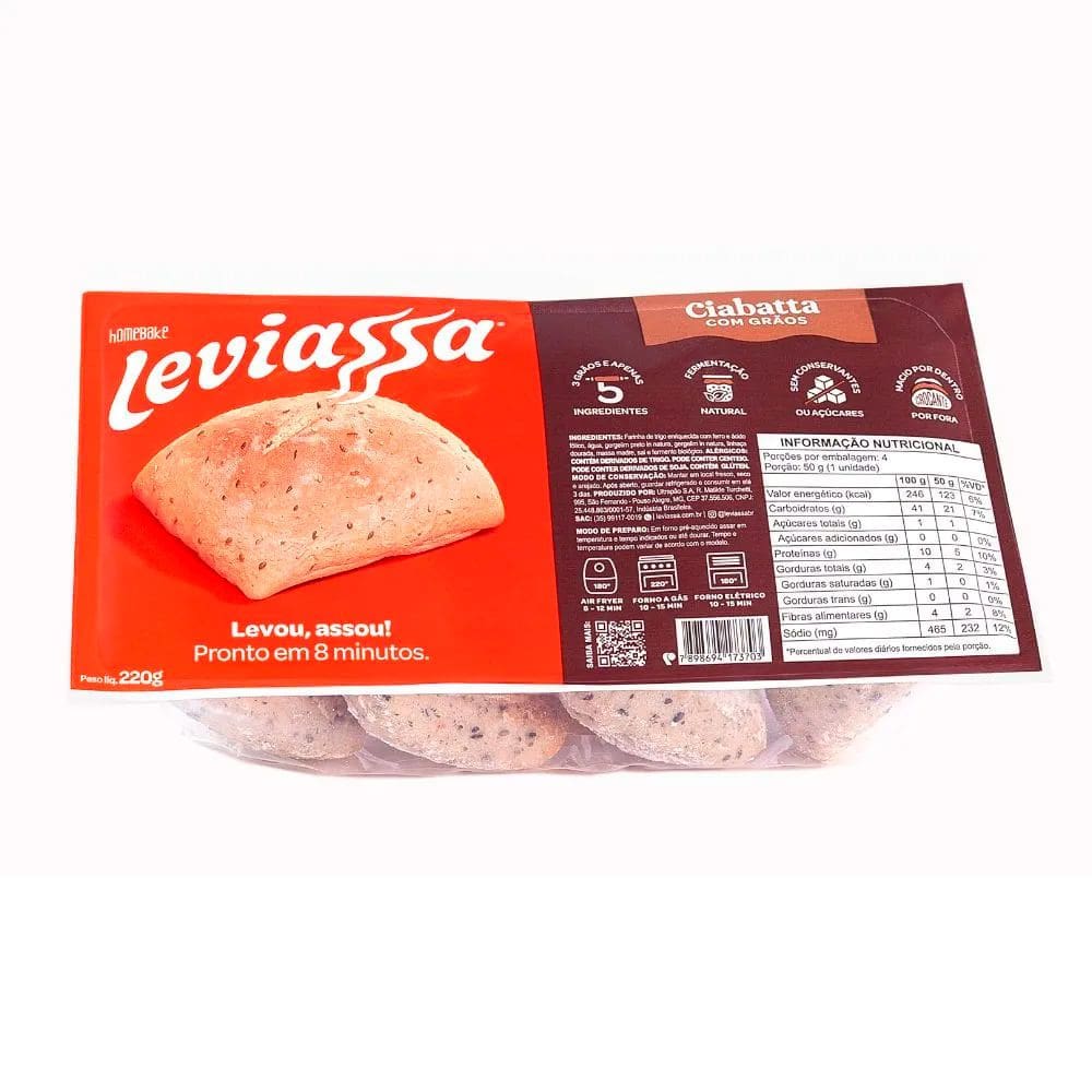 Pão Ciabatta com Grãos Leviassa 220g