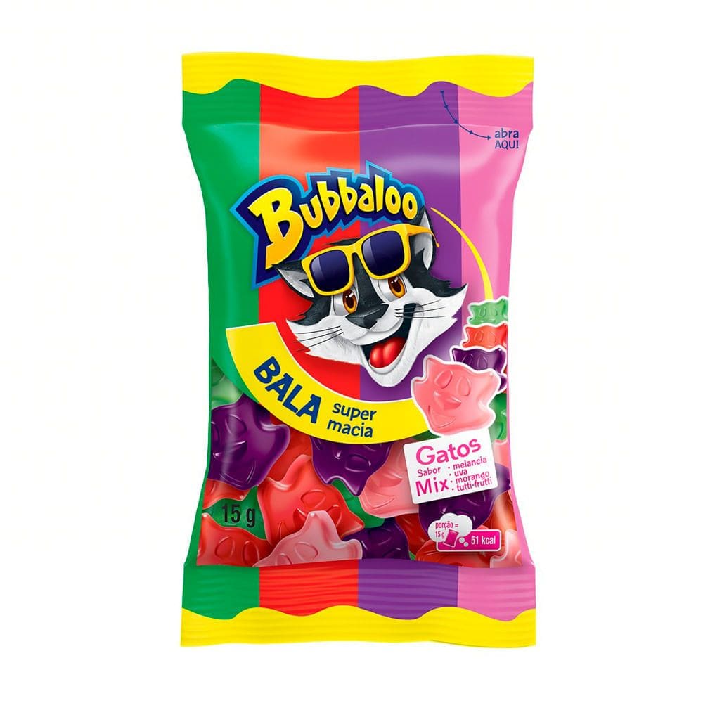 Bala Bubbaloo Gatos Mix 15g