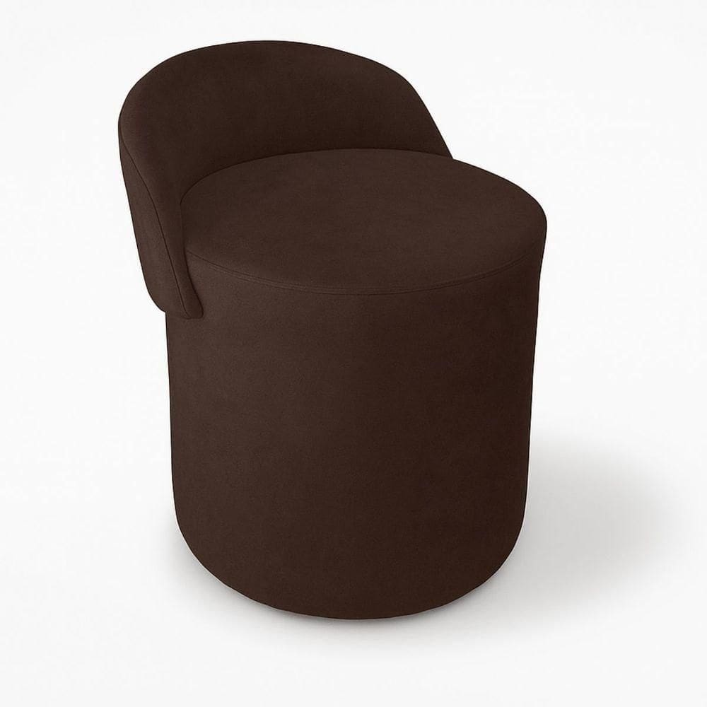 Puff Encosto Confortável Sala Estilo Moderno Redondo Suede Marrom