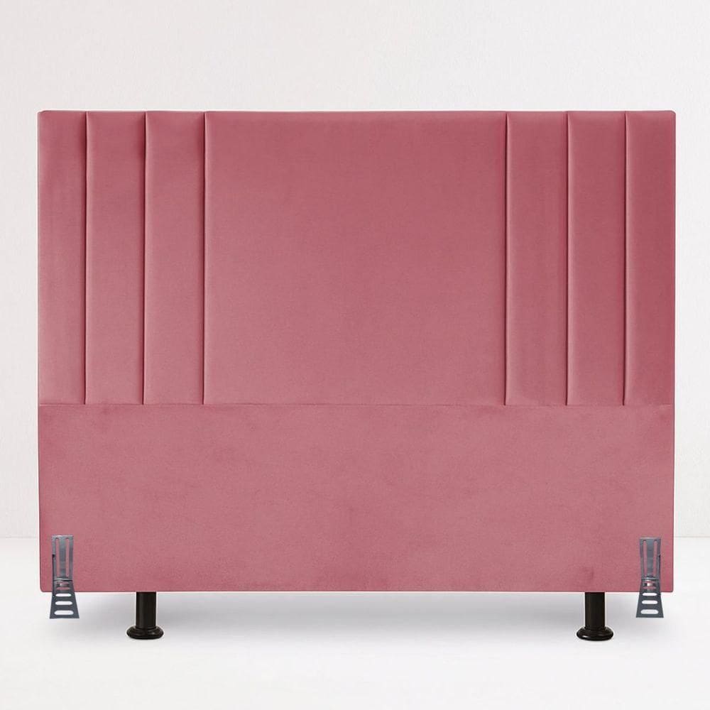 Cabeceira Solteiro 90 Cm Cama Box Estofada Veludo Frame Rosa