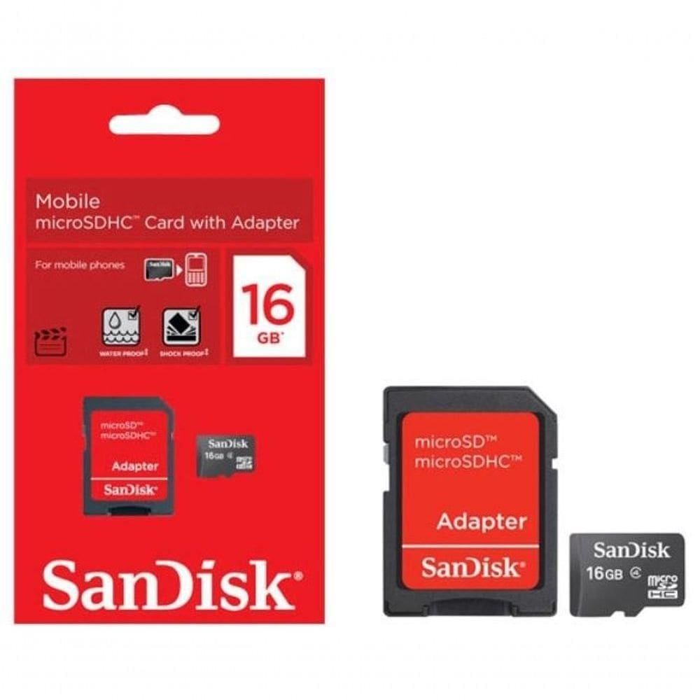 Memória Micro Sd 16gb + Adaptador Sandisk