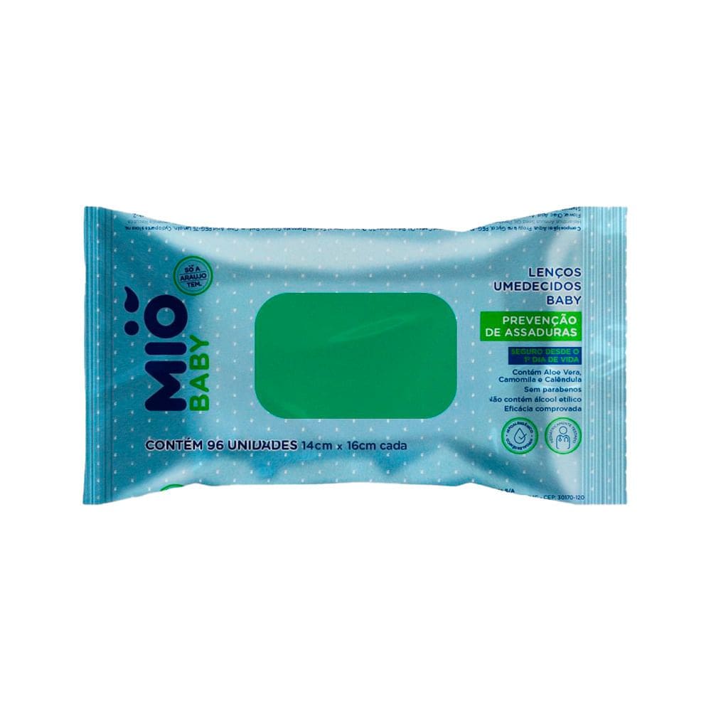 Lenço Umedecido Mió Baby Prevenção de Assaduras com 96 Unidades