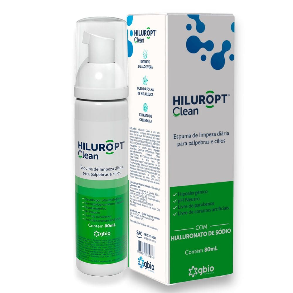 Hiluropt Clean Espuma Limpeza Diária para Pálpebras e Cílios 80ml