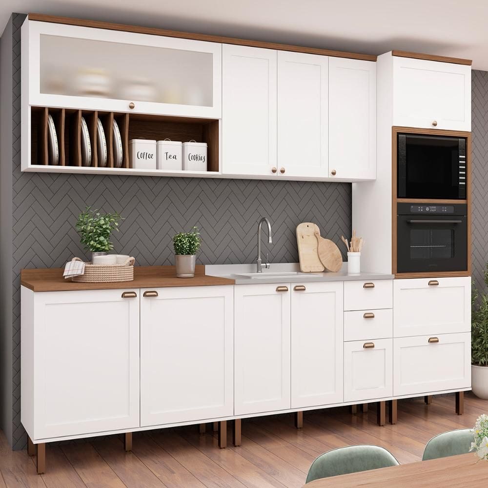 Armário De Cozinha Genialflex Iluminata Luna Branco Ébano