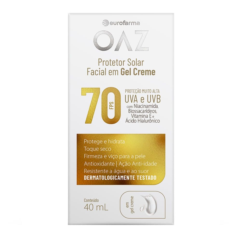 Protetor Solar Facial OAZ Eurofarma FPS 70 Gel Creme 40ml