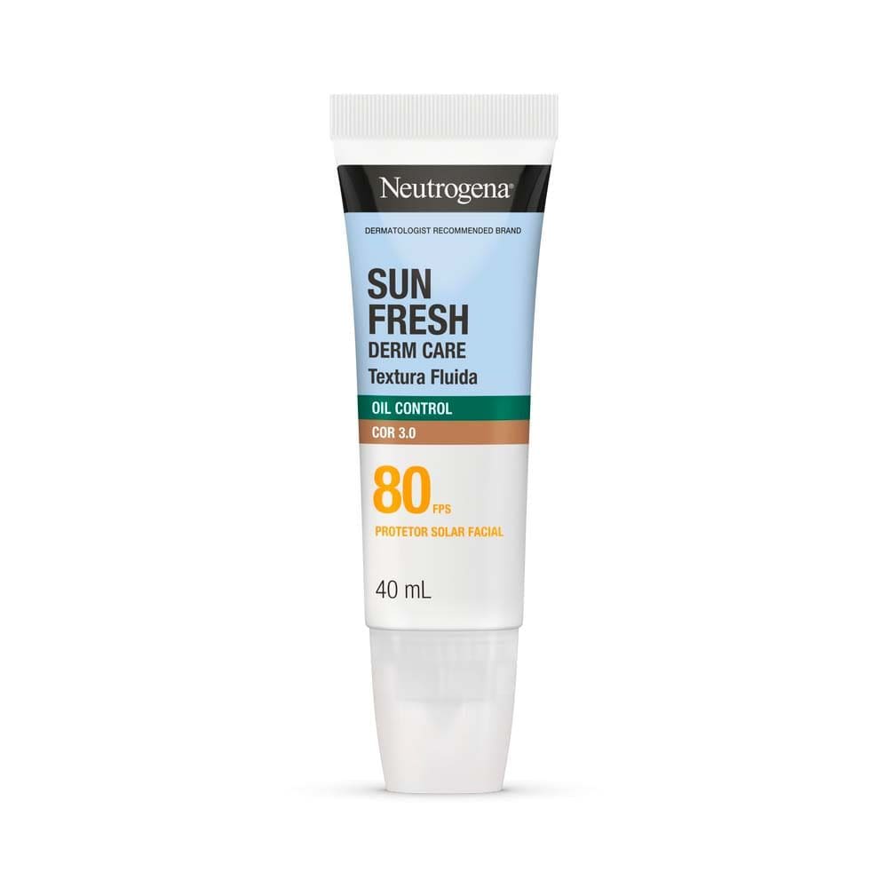 Protetor Solar Facial Neutrogena Sun Fresh Derm Care FPS80 Cor 3.0 Oil Control 40ml