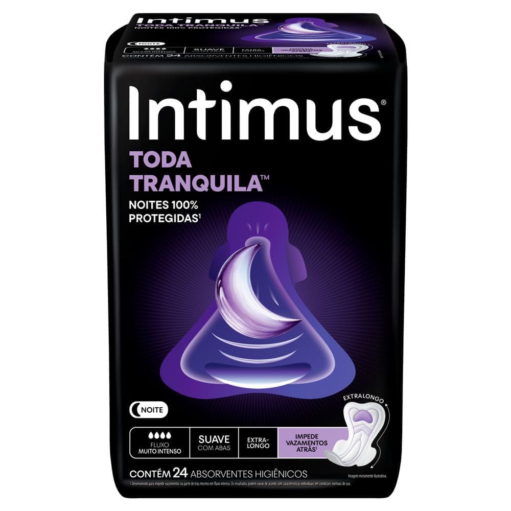 Absorvente Intimus Toda Tranquila Noite Suave com Abas Extra Longo 24 Unidades