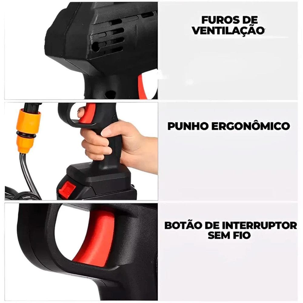 Lavadora Recarregável Com Pistola Detergente E Água