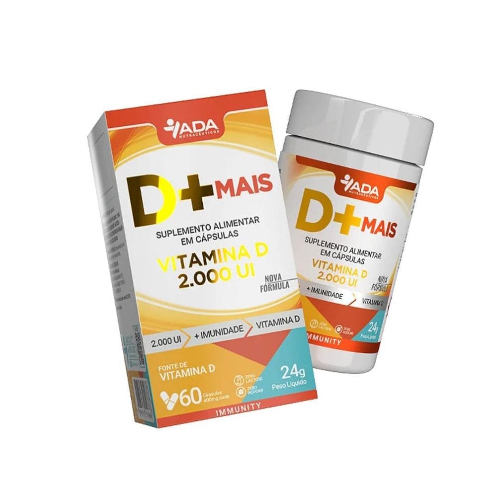 D+Vitamina D2 2.000 Ui 400Mg 60 Caps - Ada