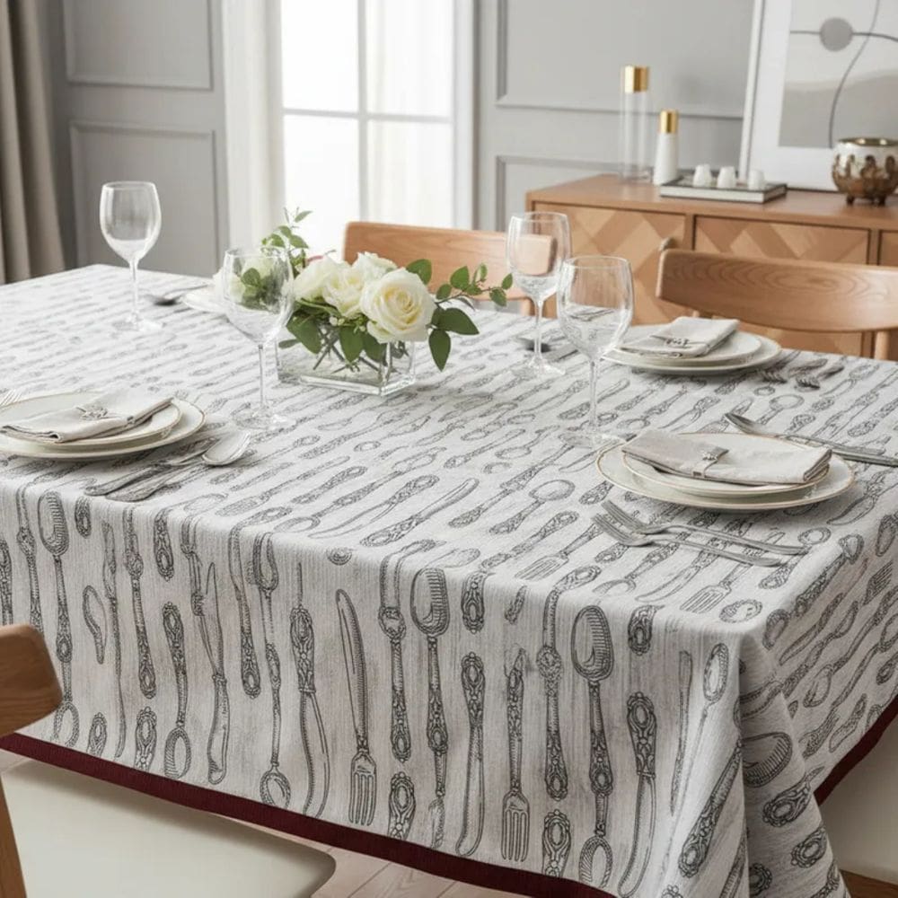 Toalha de Mesa Teka Basic 8 Lugares Retangular Estampada 1,40m x 2,50m