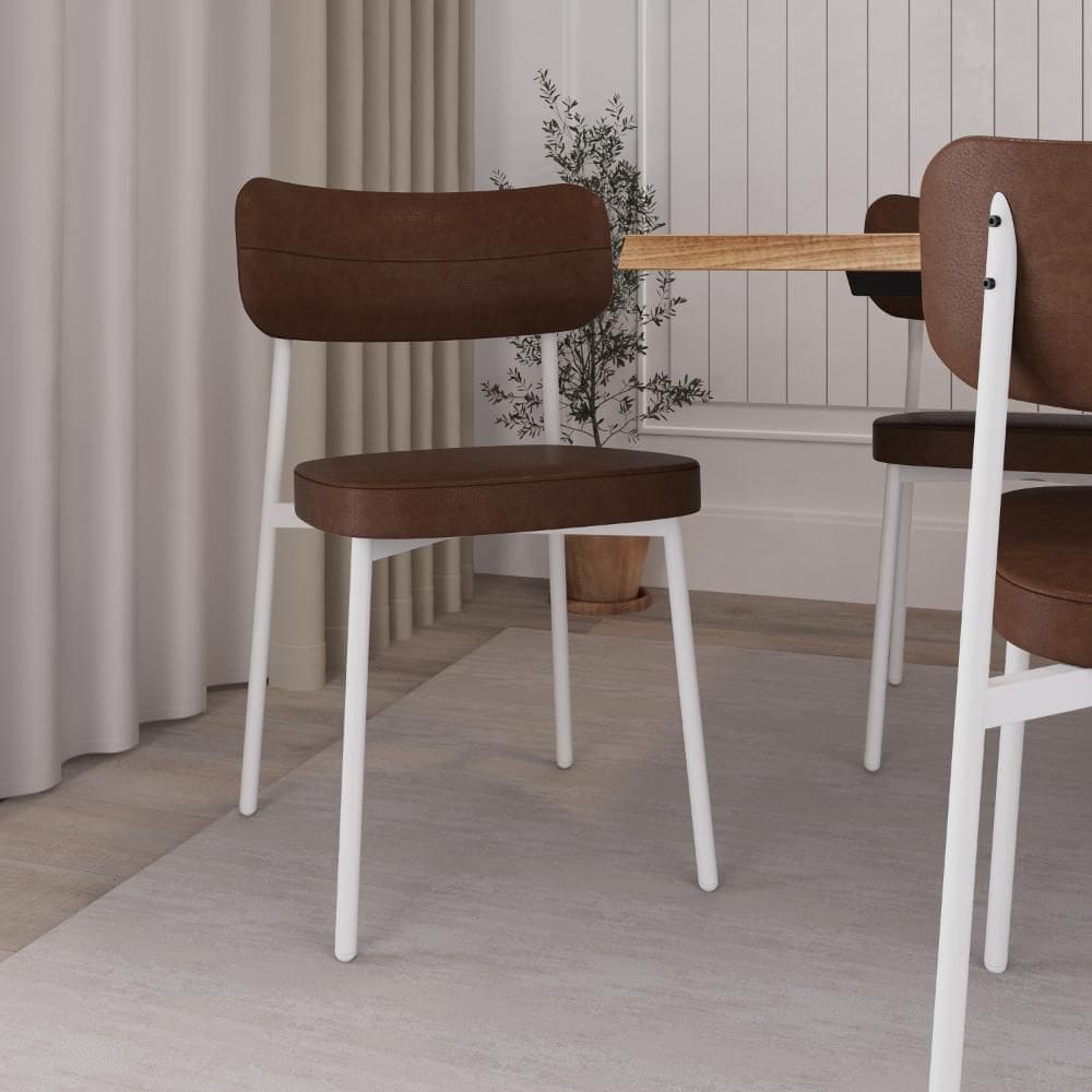 Conjunto 2 Cadeiras de Jantar Revest. Sintético Alloa Est.Branca