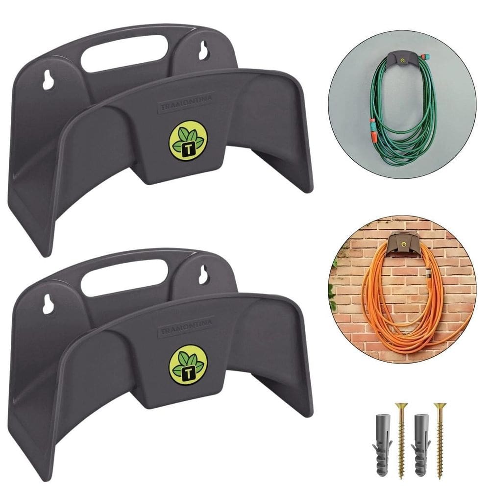 Kit 2 Suporte Plástico Fixo Enrolador Mangueira +Kit Fixação