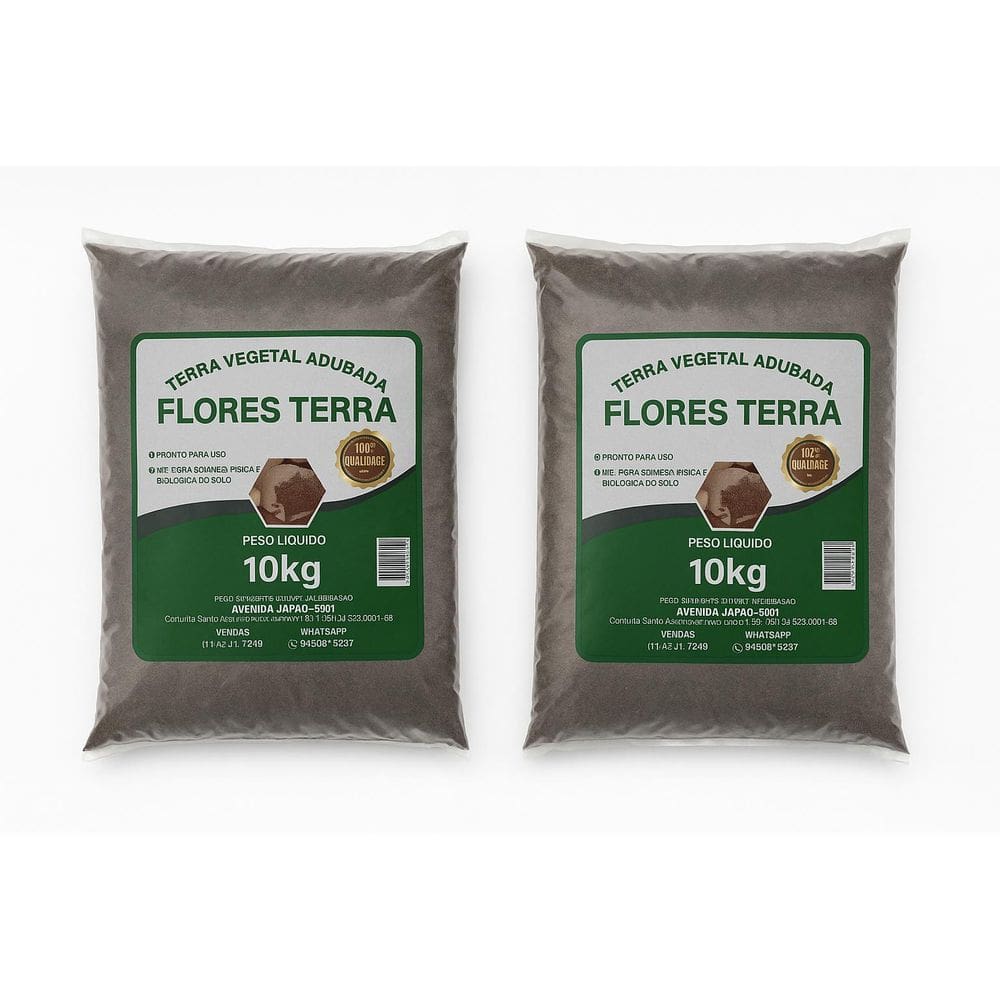 Terra Vegetal 10Kg Flores Terra Qualidade Para Plantas Kit 2