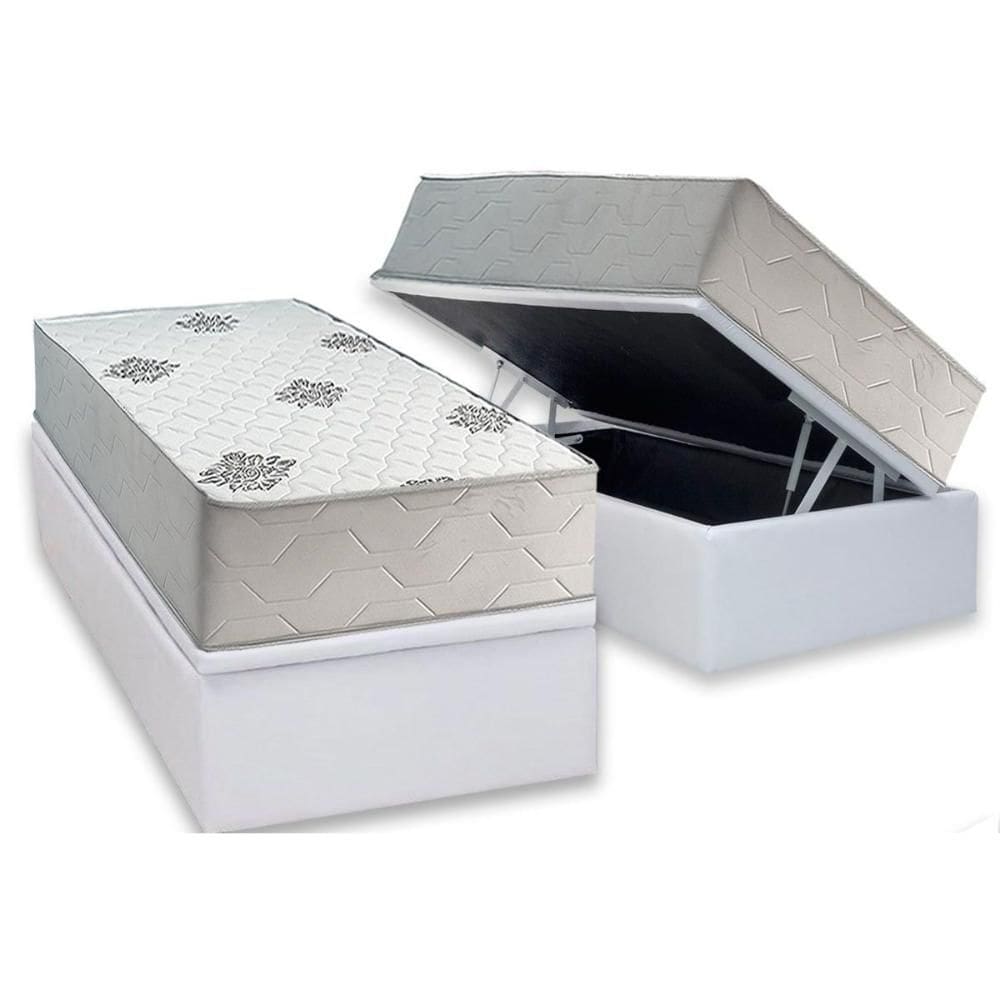 Cama Box Baú Solteiro + Colchão Ortopédico Inovaflex Comfort Premium