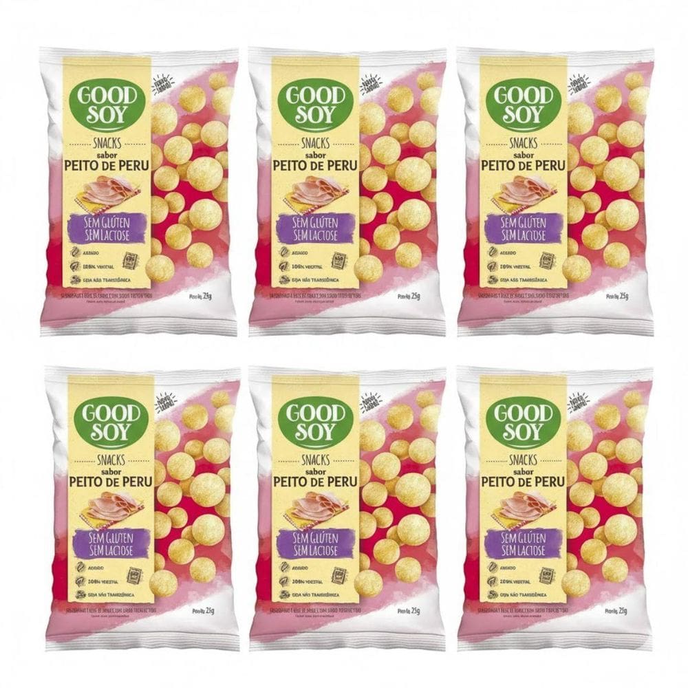 Kit 6 Snacks Peito De Peru 25G Goodsoy Sem Gluten E Lactose