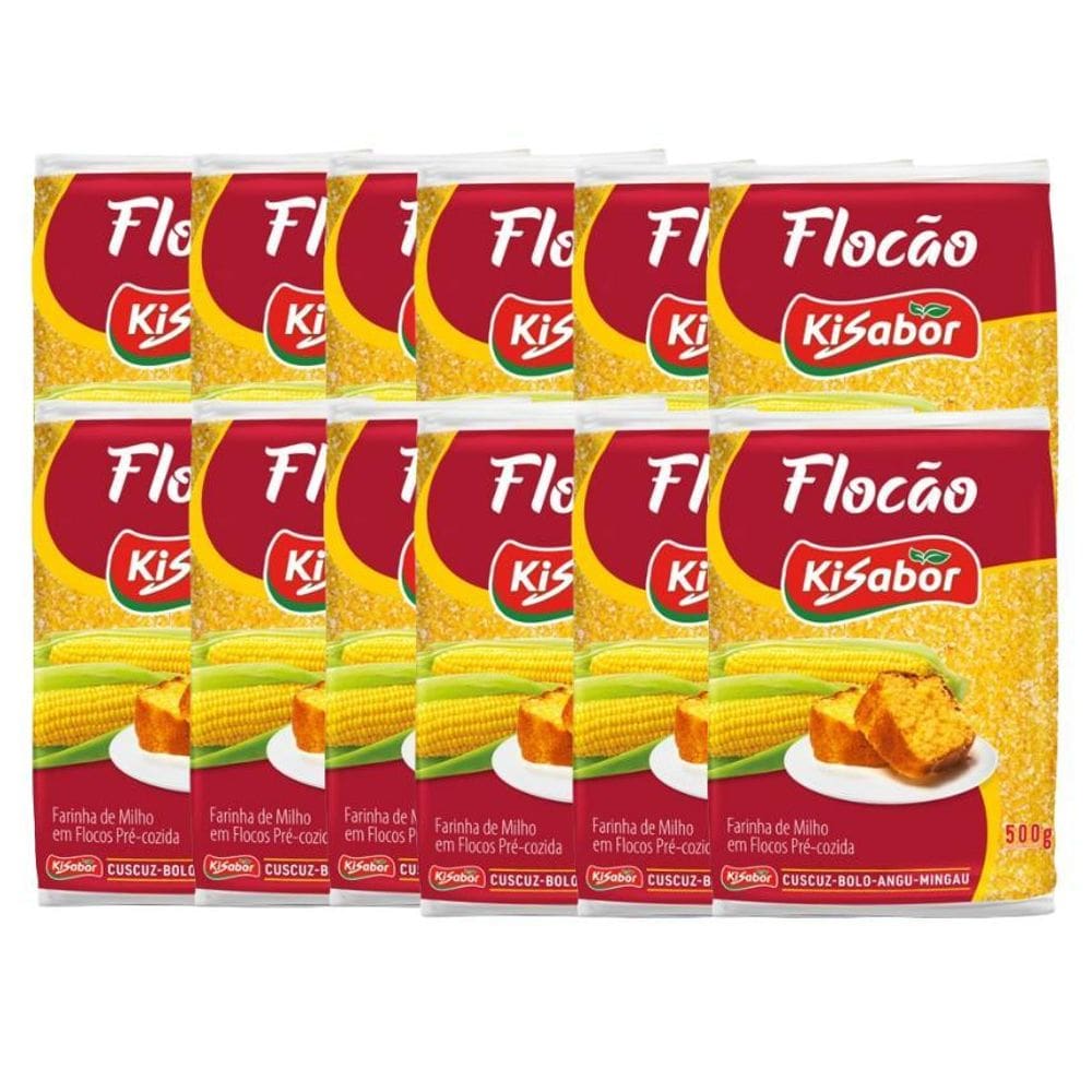 Farinha De Milho Flocão Kisabor 500G Fardo Com 12 Un