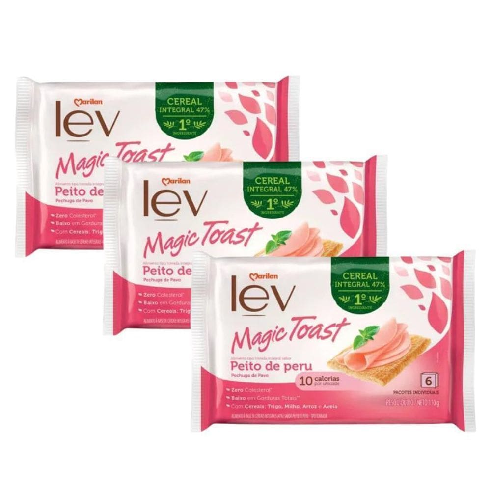 3 Torrada Lev Magic Toast Peito De Peru Marilan 110G